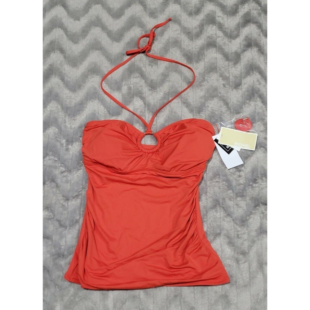 Michael Kors Womens XS Orange Halter Tankini Cruise 2020 Swimsuit Top NWT
